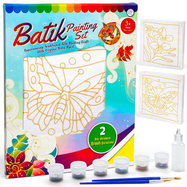 Malaysian Batik Organic Colors Painting 2-in-1 Kit (Butterfly, Orchid Flower) - Art Craft Painting Activity Kit Set for Adults and Kids