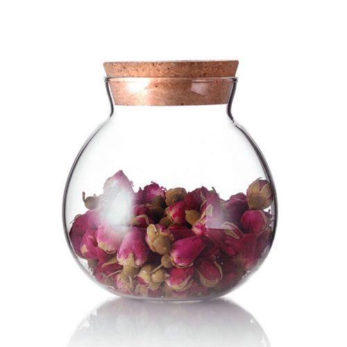 TOPWEL 500 Ml (17 Fl Oz) Round Clear Glass Favor Jar Storage Jar, with Cork Stopper