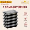 CHEF ROYALE [10 pack] x 28oz Rectangular Black Base Meal Prep Containers - BPA Free Storage with Airtight Lids-Microwave, Dishwasher Safe-Stackable Lunch Boxes - Reusable