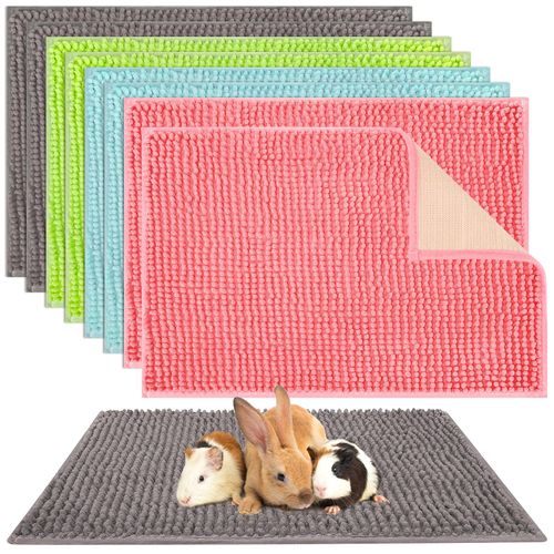 Barydat 8 Pcs Guinea Pig Cage Liner for Guinea Pig Cage Bedding Reusable Rabbit Mat Pad Washable Training Pad Animal Sleeping Bedding Mat(16x12'',Gray, Green, Pink, Blue)