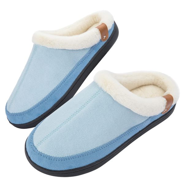 Ducan Room Shoes, Women's Slippers, Indoor Shoes, Silent, Lightweight, Washable, Slippers with Boa, Winter, Cold Protection, Warm, Anti-Slip, Room Slippers, Warm, For Guests, blue