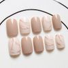 24 Pcs Nail Tips, Sweet and Cute, Dream Illusion Khaki, Dyed Gradient, Short Nail Tips (Khaki)