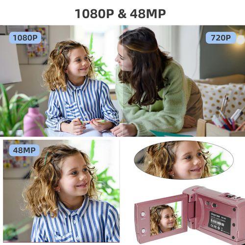 DEGIPO Video Camera, Full HD 1080P Camcorder Vlogging Camera Recorder for YouTube with 18X Digital Zoom, Video Camera 30FPS 2.4“ LCD Screen Digital Camera with 16GB Card 2 Batterie