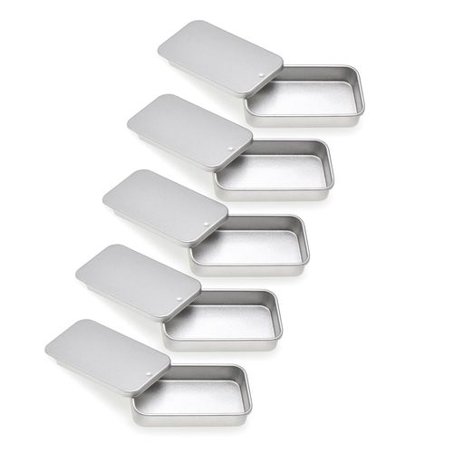 Paialco 5 PCS Tiny Tin Box Containers - Slide Top Mini Storage Organizers - 2.36" x 1.34"