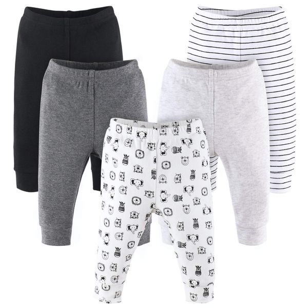 The Peanutshell Baby Pants Set, Newborn to 24 Month Sizes, Black, Grey, & Safari Animals (18 Month)