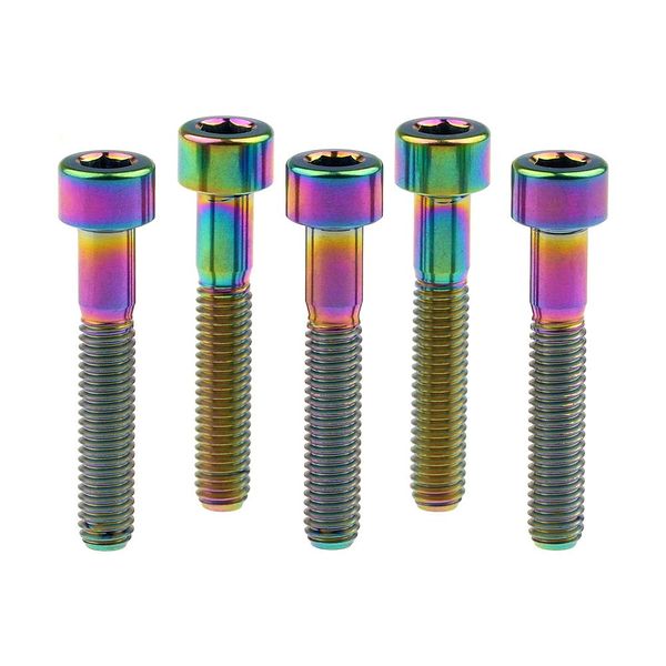 Wanyifa Titanium Ti M6x35mm Bolts Allen Head for Bicycle Headset Screws Pack of 5 (Colorful)