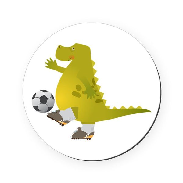 Round Coaster (Set of 4) Dinosaur Playing Soccer