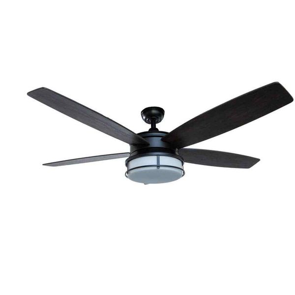 BLUE MOUNTAIN Palisade 52" LED Ceiling Fan, Matte Black, Light Kit & Remote
