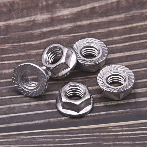 #6-32 Serrated Flange Hex Lock Nuts Hexagon Nuts, 304 Stainless Steel 18-8, Full Thread, Coarse Thread UNC, Pack of 50