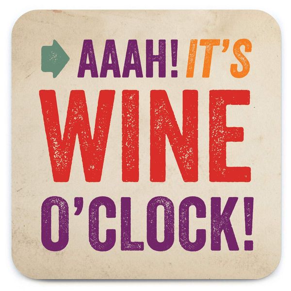 Brainbox Candy Funny Cork-Backed Coaster - Aaah! Its Wine Oclock!