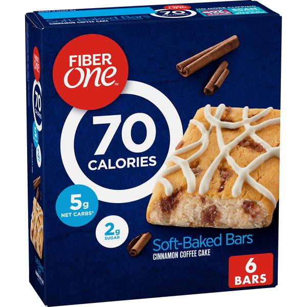 Fiber One Brownies, 70 Calories, 5 Net Carbs, Snacks, Cinnamon Coffee Cake, 6ct