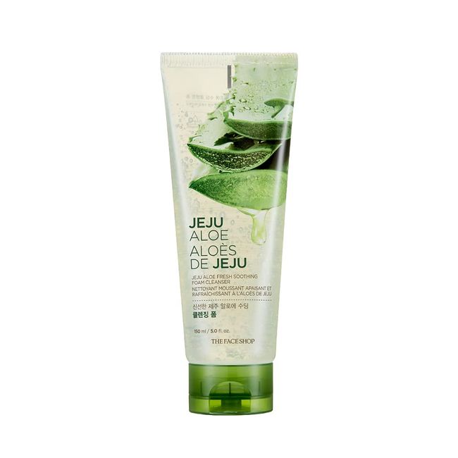 THE FACE SHOP Jeju Aloe Fresh Soothing Foam Cleanser | PH-Balancing Gel-to-foam Cleanser for Excellent Moisturizing & Soothing Effect | Revitalize Weary Skin without Stickiness | 5.07 fl. Oz, K-Beauty