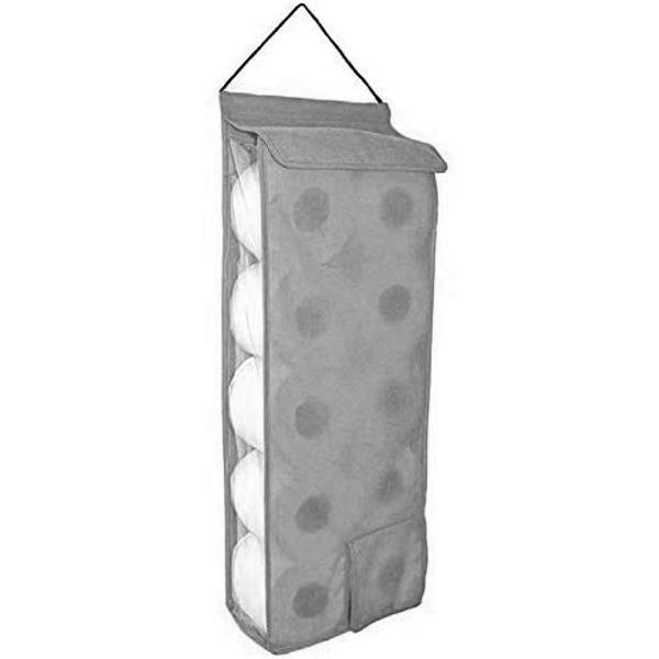 Hanging Toilet Roll Holder Organiser Storage bathroom fabric storage dispenser (Grey)