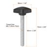 sourcing map 4pcs Tee Wing Knobs Thumb Screws M8 x 60mm Standard Male Thread Plastic T Knobs Handles Hand Clamping Thumbscrew, Black