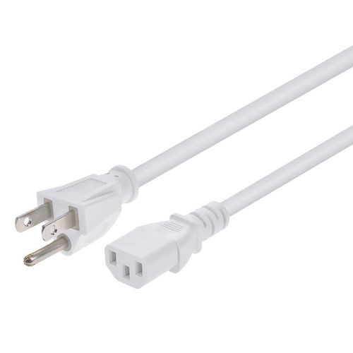 Monoprice Power Cord - 2 Feet - White | NEMA 5-15P to IEC 60320 C13, 14AWG, 15A, 3-Prong, for PC, AC Adapter, Laptop, Monitor, Projector