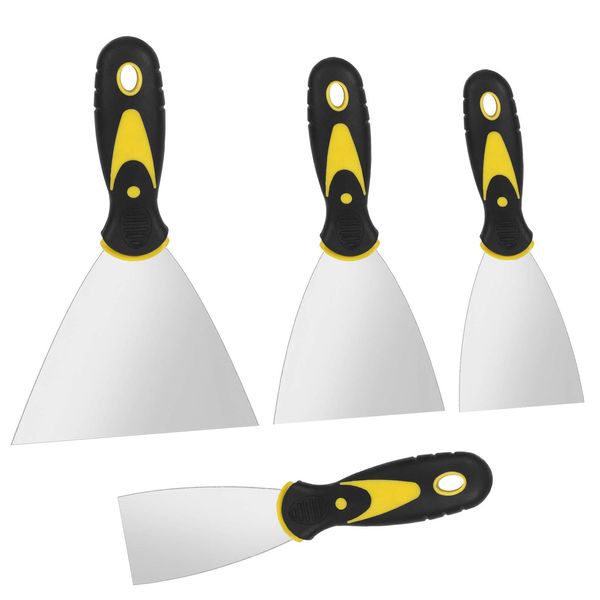 FANTESI 4 Pcs Wallpaper Scraper, Stainless Steel Paint Scraper Filling Putty Knife Set Putty Drywall Joint Knife Plastering Tools for Walls