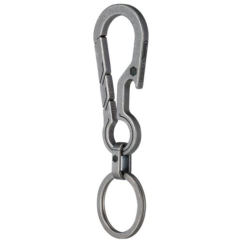 KeyUnity KM01 Titanium Bottle Opener Key Chain, Rustproof, Lightweight, Bottle Opener + Small Carabiner, 2 in 1 Key Ring, Silver for Men Gift (KM01M)