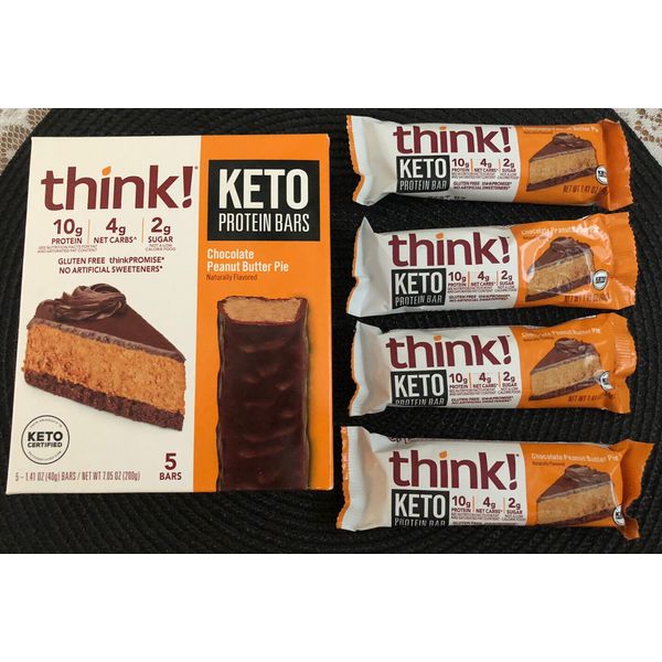 Think! Keto Protein Bars, Chocolate Peanut Butter Pie (9 Total Bars!)