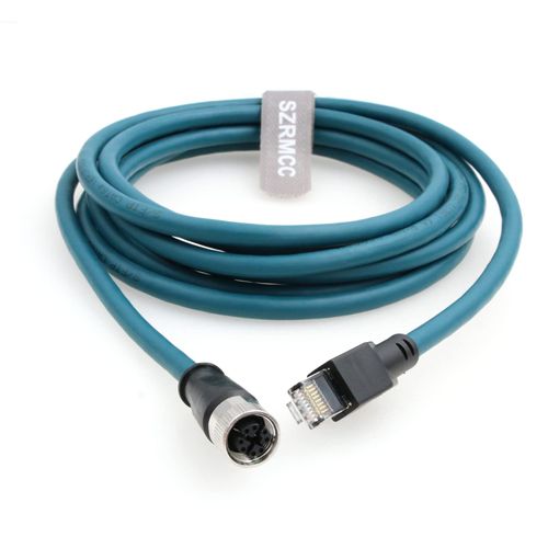 SZRMCC M12 X-Code 8Pin Female Connector to RJ45 Ethernet Cable Cat6A High Flexible Shielded Gigabit Waterproof Network Cable for Industrial Camera Automation Sensor (1m)
