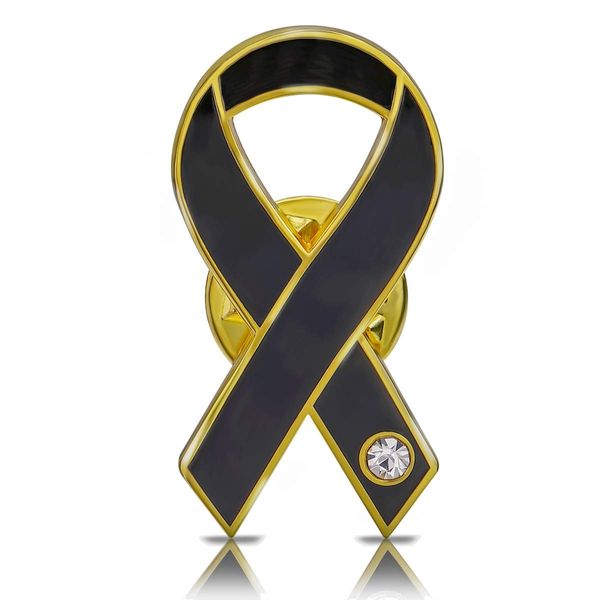 Awareness Ribbon Pin, Flat Ribbon, Badge, black: grease