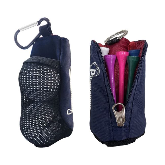 Sitengle Golf Ball Case for 2 with Carabiner Golf Tee Storage Golf Ball Holder Lightweight (Blue)