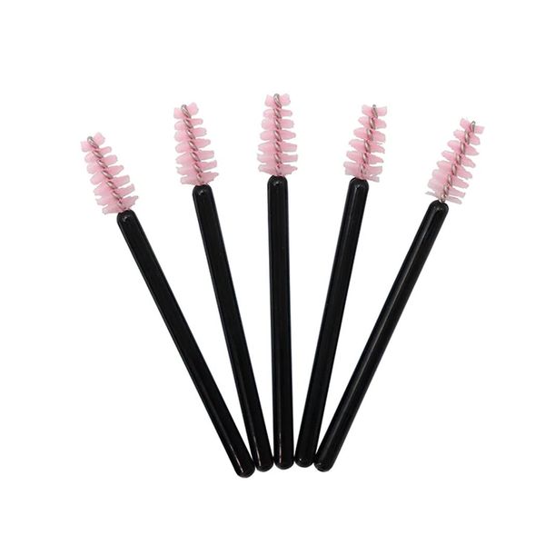 100 Mini Travel Disposable Mascara Brush Eyelash Extension Applicator Brushes Wands (Baby Pink)