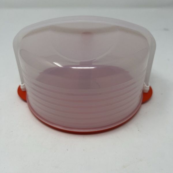 Tupperware Toy Kids Mini Cake Taker Saver Keeper Vintage with Handle Orange Base