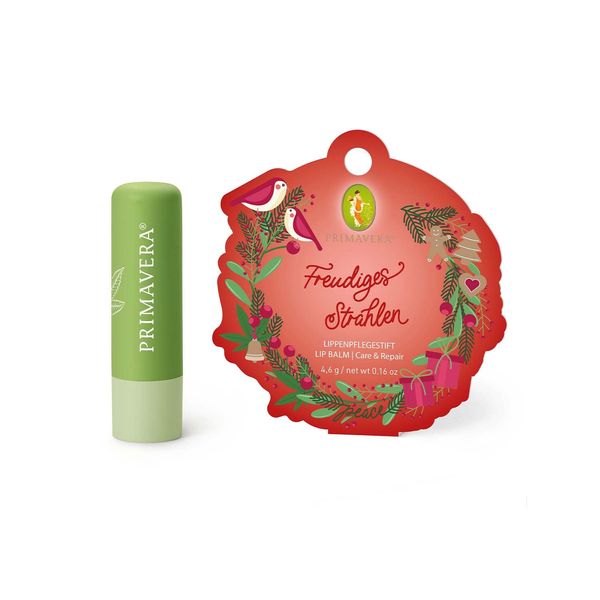 PRIMAVERA Geschenkanhänger Strahlen – Geschenkanhänger mit Lippenpflegestift – Zitrone und Litsea – Naturkosmetik – vegan