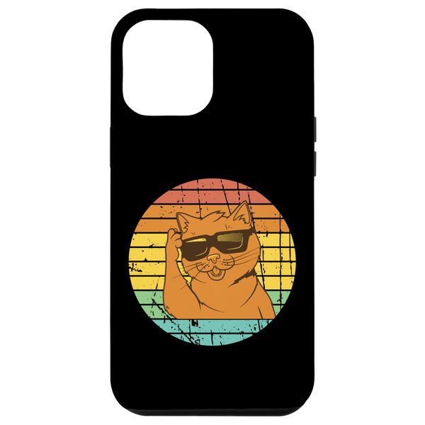 iPhone 14 Pro Max Retro Cat Sunset Sunglasses Funny Cool Cats Rainbow Kitten Case
