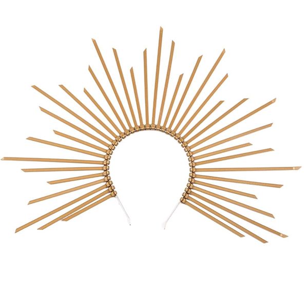 HANSAMU Halloween Gold Halo Sun Headband Sunburst Crown Headpiece Spiked Headdress for Women Halloween Carnival Party the Day of Death Cosplay Decoration Costume Accessories