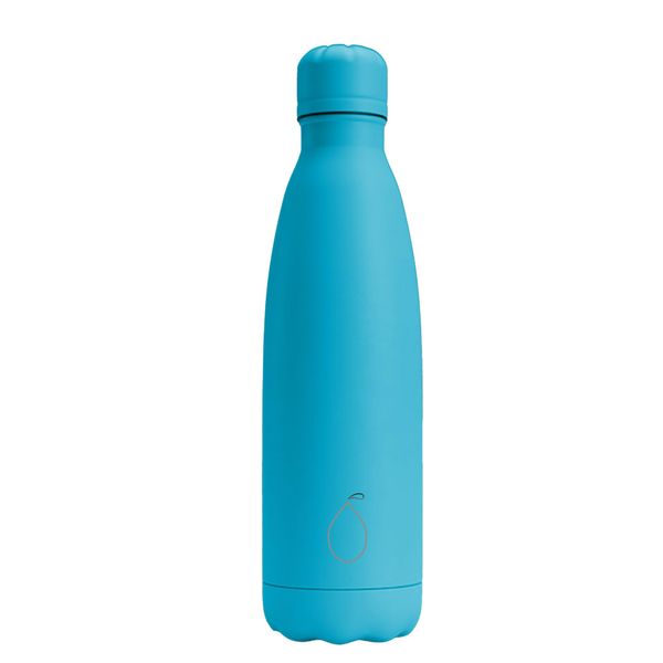 LeMones Insulated Matte Water Bottle - 500ml BPA Free Metal, Reusable Flask, Flask for Hot Drink Or Cold Drinks, 24 Hours Cold Water & 12 Hours Hot Water (Cool Blue)