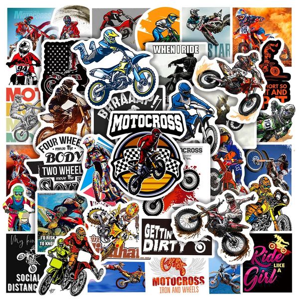 RGBEE Moto-Cross Aufkleber 50 Stück, Wasserfeste Vinyl Sticker Set für Laptop, Koffer, Helm, Motorrad, Skateboard, Snowboard, Auto, Fahrrad, Computer, Graffiti Aufkleber Decals