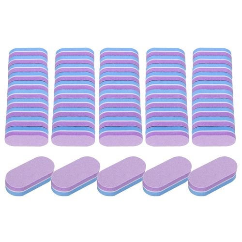 sourcing map 50pcs Mini Nail Buffers, 100/180 Grit Nail Sanding Blocks, Nail Buffing Polishing Blocks Professional Nail Polisher Set for Acrylic and Natural Nails, Blue Purple