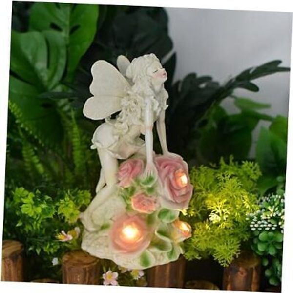 Solar Garden Statues Lights Figurine Lights Landscape Light, Resin Flower Fairy