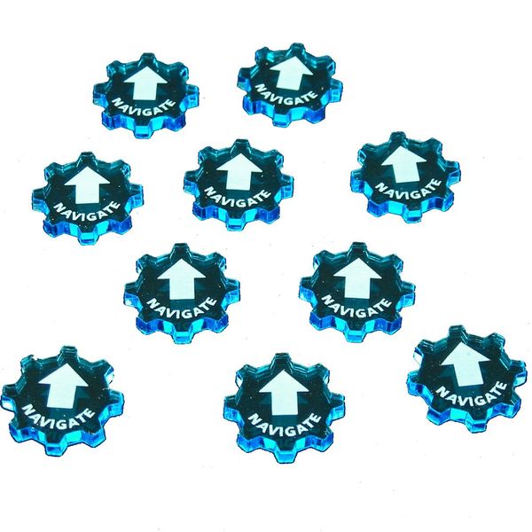 LITKO Armada Tokens | Compatible with Star Wars: Armada | Defense | Objective | Command | 10 Pack (Navigate, Fluorescent Blue)