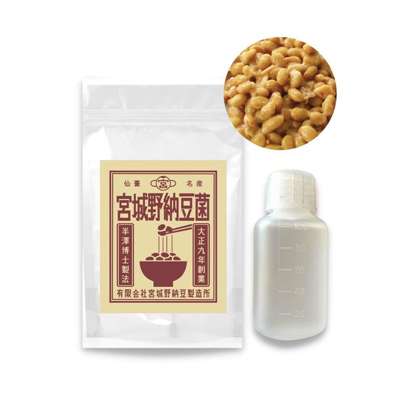 Miyagino Natto Factory, Natto Bacteria, Handmade Liquid Type, 3.4 fl oz (100 ml), For Dried Soybeans 110.2 lbs (50 kg) (220.5 lbs (100 kg)