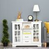 Wooden Sideboard Dining Room Side Cabinet with Pull Doors and 2 Open Shelves