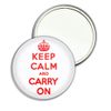 White Red Keep Calm Carry On - 77mm Round Compact Mirror