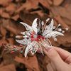 Edary Bride Wedding Hair Comb Silver Butterfly Headpiece Blak Bead Wedding Side Comb Leaf Bridal Hair Accessories for Women and Girls