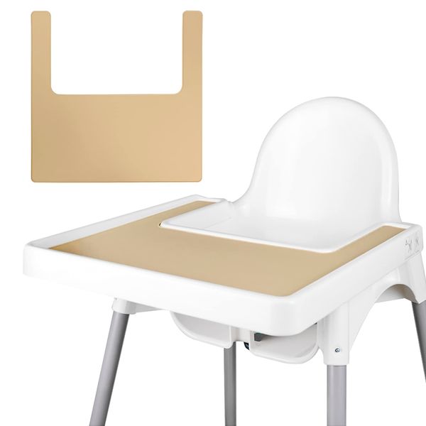 High Chair Placemat, Durable for IKEA High Chair Placemat, Clean and Hygienic, Suitable for IKEA Antilop Highchai, for Toddlers and Babies (Khaki)