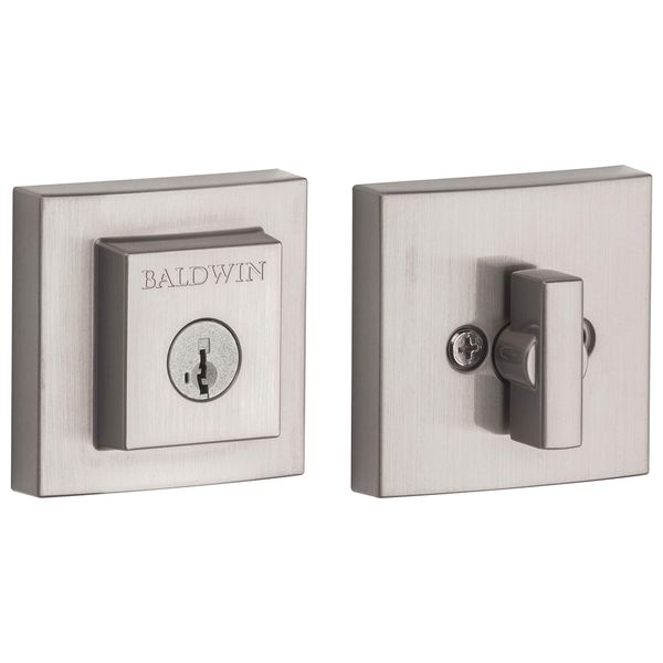 Baldwin Spyglass, Single Cylinder Front Door Deadbolt Featuring SmartKey Re-key Technology and Microban Protection, in Satin Nickel