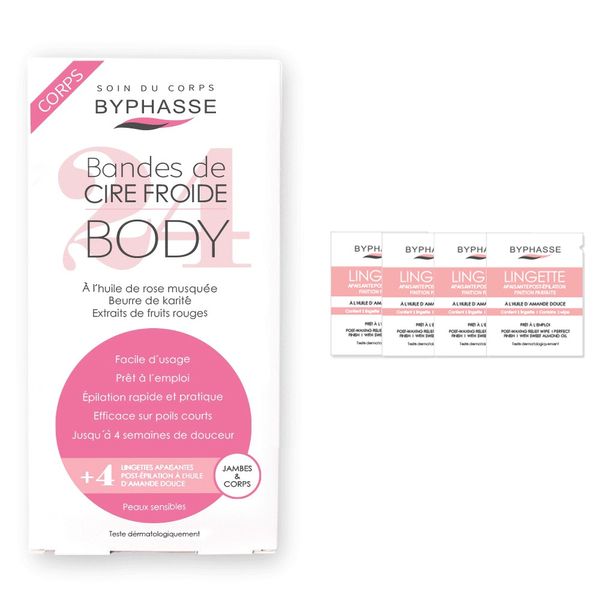 Bypasse cold wax strips for arms &amp; legs 24p + finishing tissue 4p