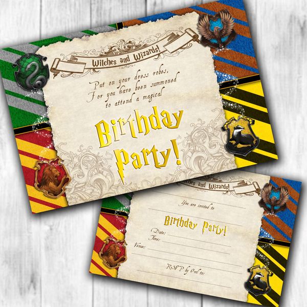 Witches & Wizards Birthday Invitations Pack & Envelopes (WRITE ON) PACK OF 12