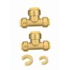 2 PCS  1/2"X1/2"X3/4" Push Fit Tee Brass Fitting & 2 Clips,Lead Free