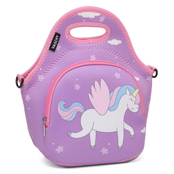 Lunch Bag for Girls,VASCHY  Insulated Neoprene Lightweight Lunch Box Bag for Children Boys and Girls School Daycare Kindergarten Unicorn