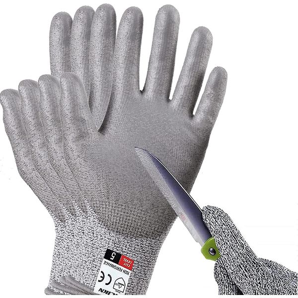 Wlikn Work Gloves, Blade-Proof, Cut-Resistant Gloves, Pro for Work, Level 5 Cut Resistant & PU Coating, Safe, Puncture Resistant, Gardening, Work Gloves, Anti-Cut, Abrasion Resistant, Anti-Slip,