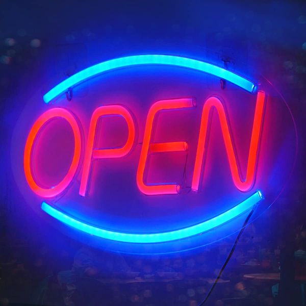 Open Neon Sign Lights 18'x 8.7' Big LED Wall Light Art Decor Novel Night Neon Lamps Powered by USB Wire for Bedroom,Home,Bars,Cafes,Party,Christmas,Holiday Decorations