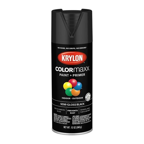 Krylon K05579007 Colormaxx Spray-Paints, Aerosol, Black, 12 Ounce (Pack of 1)