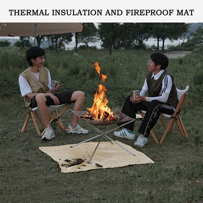 Outdoor Camping Flameproof Fabric Barbecue Floor Mat Fiberglass