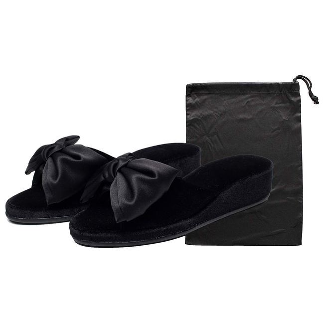 [Storage bag included] Heel 1.6 inches (4 cm) Slippers (Black S size ~ 9.3 inches (23.5 cm))